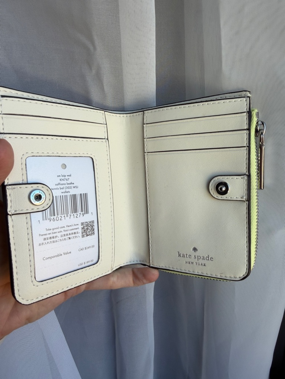 kate spade Lemon Yellow Saffiano Leather Bifold Wallet - Picture 2 of 4